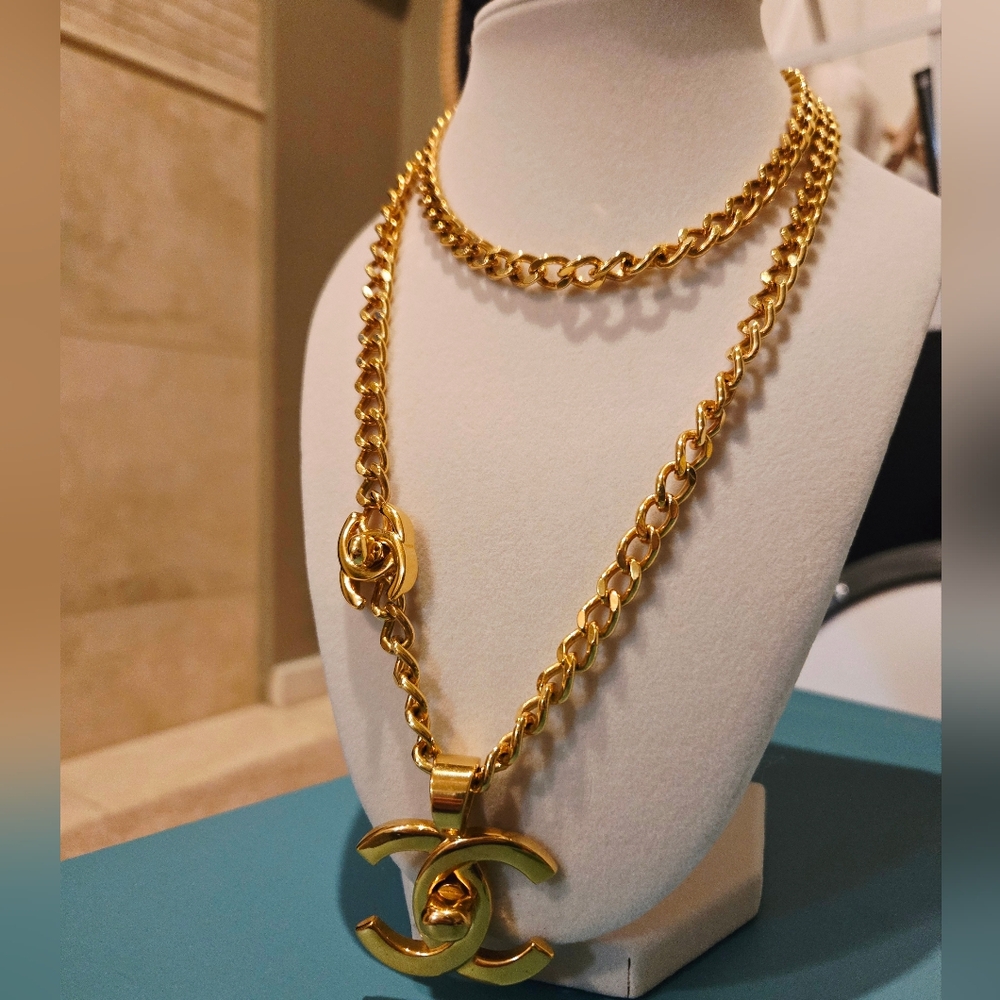 Chanel 24kGold Plated Chain Necklace with Iconic Pendant